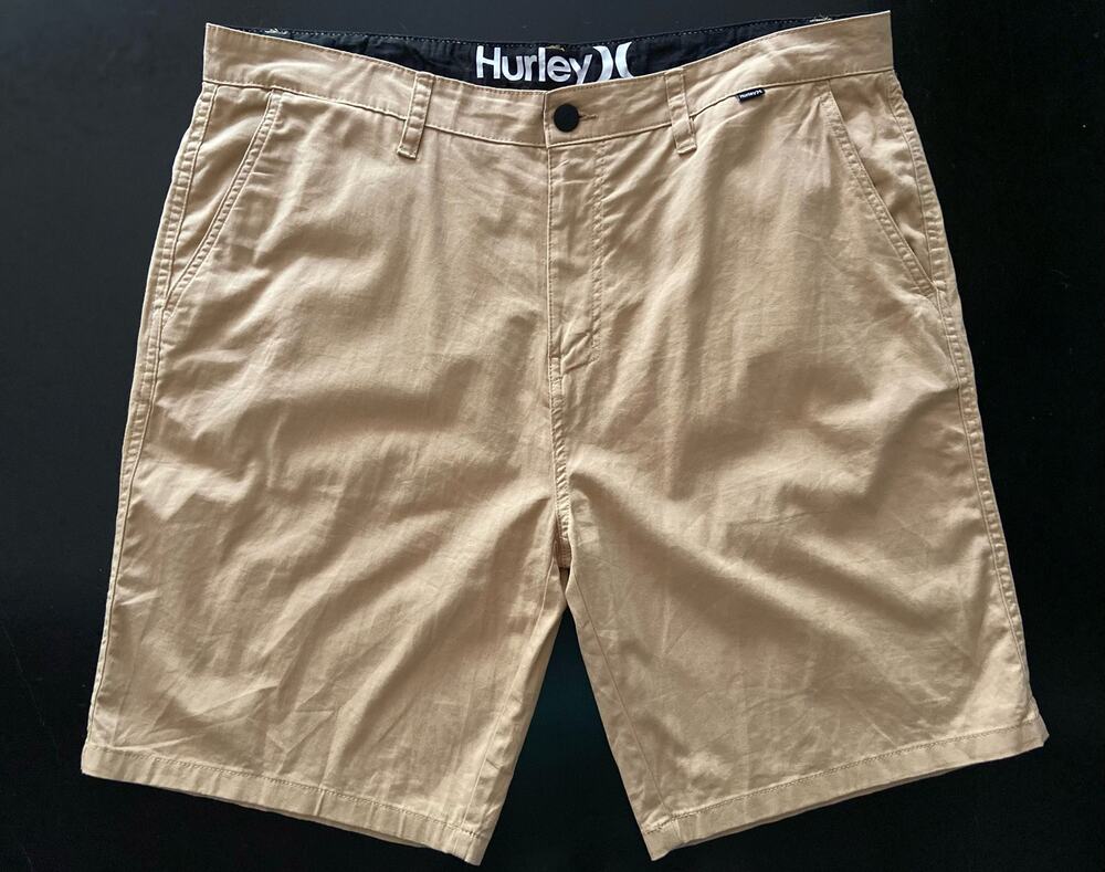 HURLEY Tan Lightweight Cotton Flat Front Shorts sz 38